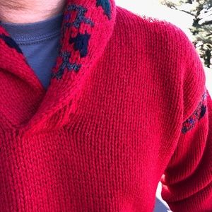 Hand Knit Ralph Lauren Shawl Collar Sweater